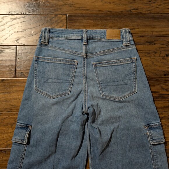American Eagle baggy wide leg jeans blue size 00 regular - Picture 15 of 16